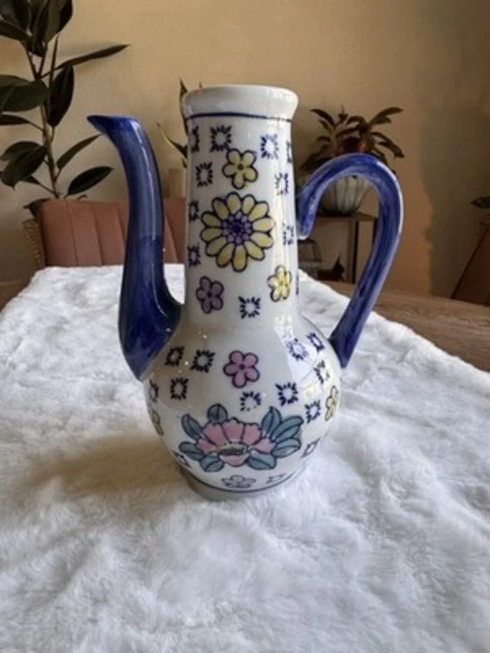 Hand Painted Polish Style Pitcher Unbranded Decor Ceramic Cottage
